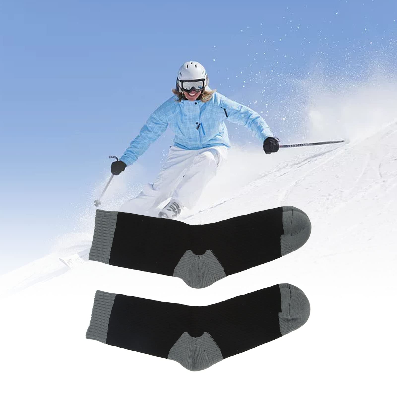 2 PCS Calcetines Impermeables y Calefactables, Doble Capa Gruesa para Exteriores, Absorción de Sudor y Transpirables para Montañismo, Ciclismo y Esquí, Diseño Sin Costuras y Secado