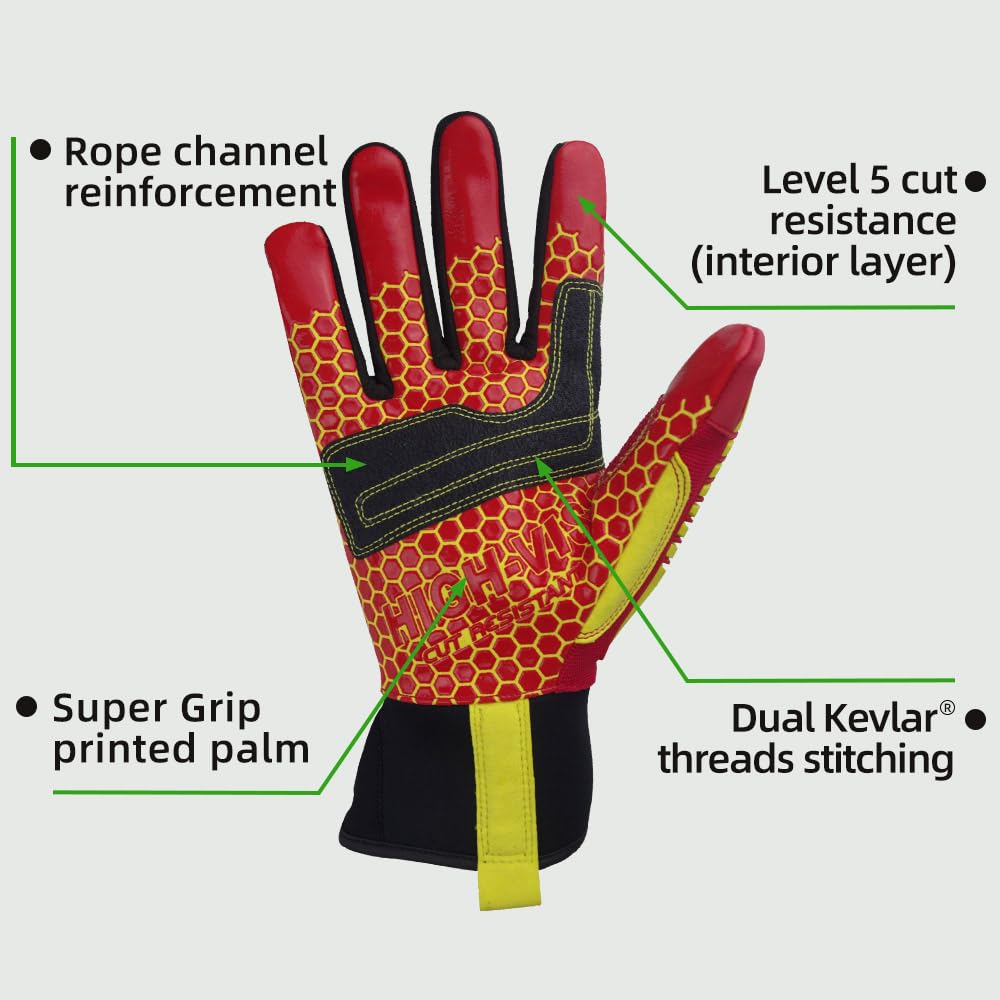 Seibertron HIGH-VIS HRC5 Aparejador de silicona Grip recorte del 5 Guantes de Impacto reforzada guantes de proteccion contra choques de seguridad de la perforacion de petroleoy gases XL