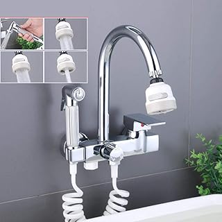 rubinetto cucina a muro Il rubinetto della cucina è adatto per: lavastoviglie/lavatrice/bagno/con pistola a spruzzo Rubinetto a 3 fori a parete per acqua calda e fredda-Uscita modalità doccia_C