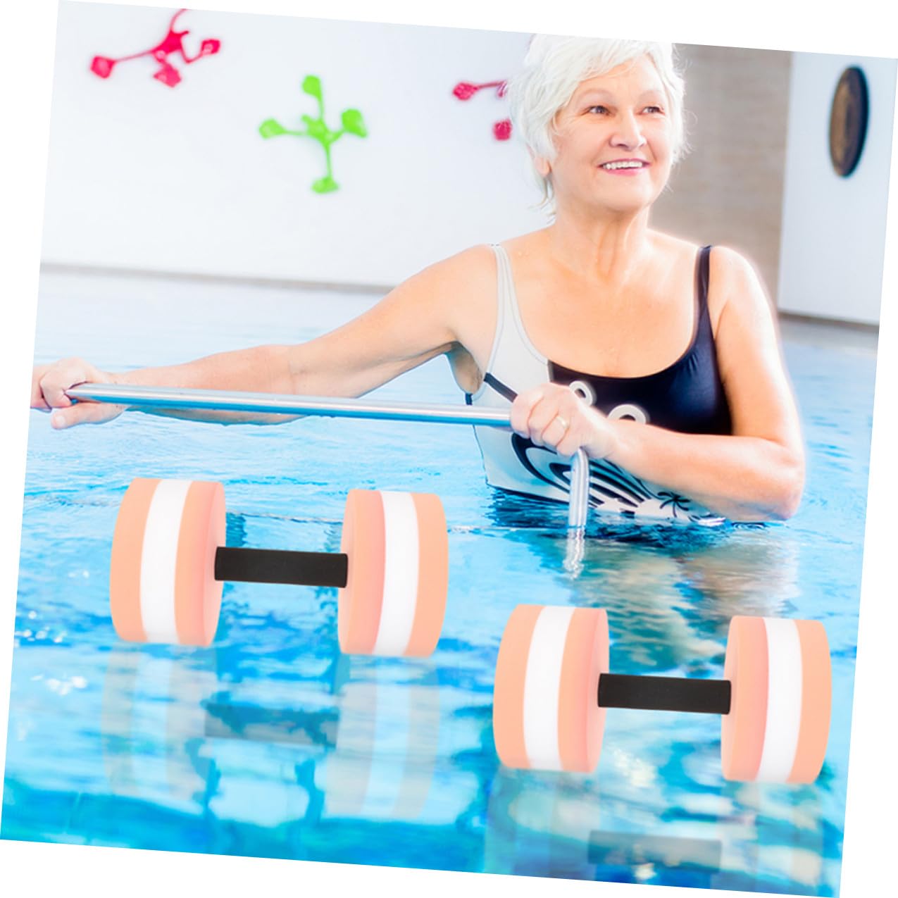 GARVALON 4 Stück EVA Wassergewichte für Poolübungen Wasser aerobic Hanteln mit Auftrieb für Erwachsene Rehabilitation und Fitness im Schwimmbad und See