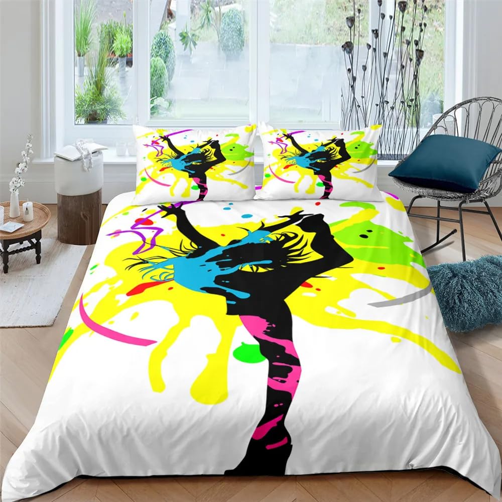QBIDCSX King Size Duvet Cover Sets Gymnastics Bedding Set with Zipper Closure Breathable Hypoallergenic Microfiber Quilt Cover 94.5"x 86.6"(240x220 cm) + 2 Pillowcases 19.7"x 29.5"(50x75 cm)