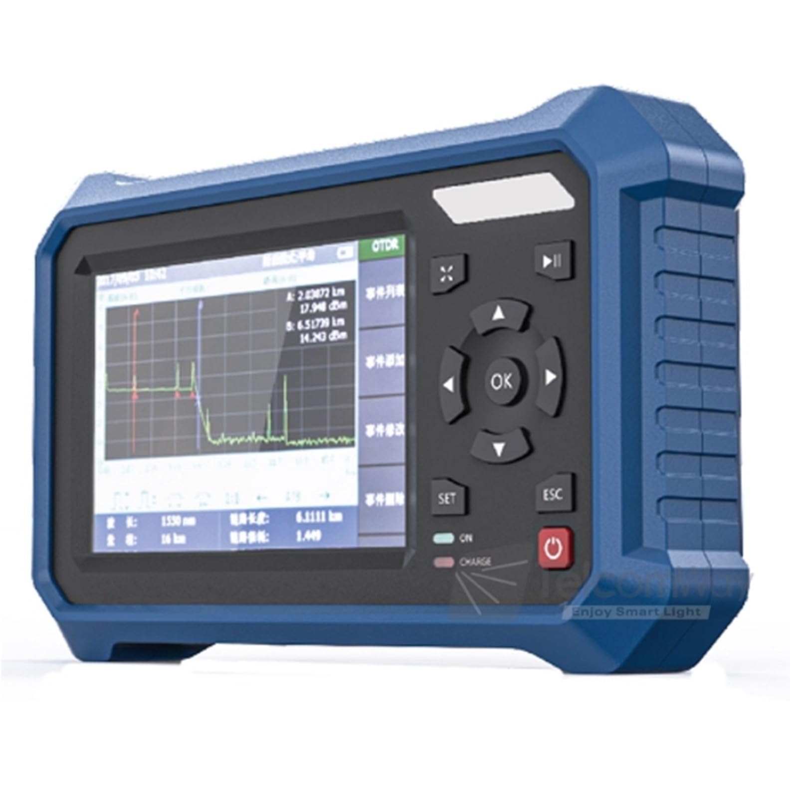 Tester per fibra ottica, Mini riflettometro ottico nel dominio del tempo OTDR 120 km con interfaccia FC OPM, VFL, OLS, RJ45(1625nm 28db)