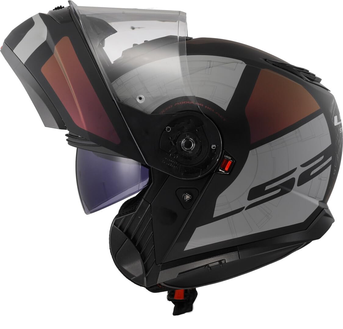 LS2, Casque Moto Modulable Strobe II Orion Matt Black Purple Blue