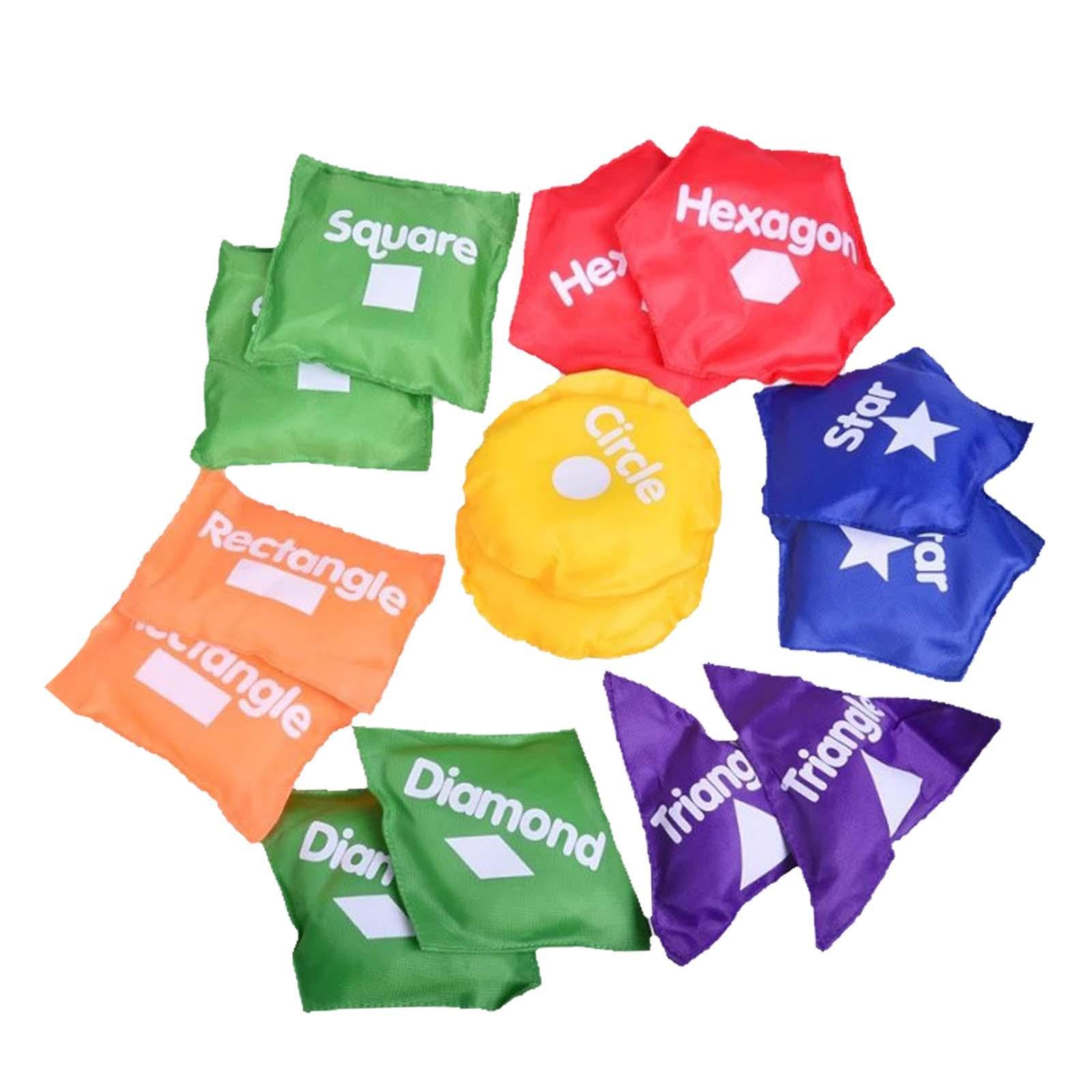 Set di Sacchetti di Fagioli da Lancio per Bambini, Gioco Educativo con Sacchetti di Sabbia per Divertirsi all'Aria Aperta, Geometria