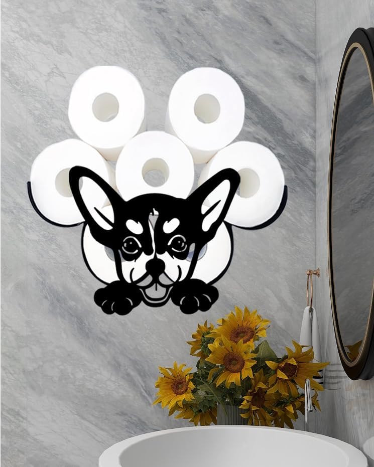 Almacenamiento de papel higiénico de pared de perro de ciervo, soporte de papel higiénico negro, soporte de papel higiénico decorativo de animales,