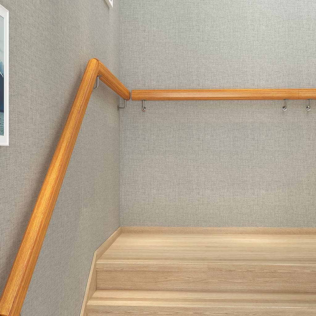 Natural Wooden Handrail -Complete Kit,Handrails for Indoor Stairs,Non-Slip Stair Handrails,Staircase Grab Bar for Elderly,Wall Mounted Home Garden Corridor Lofts Dec wood-30cm