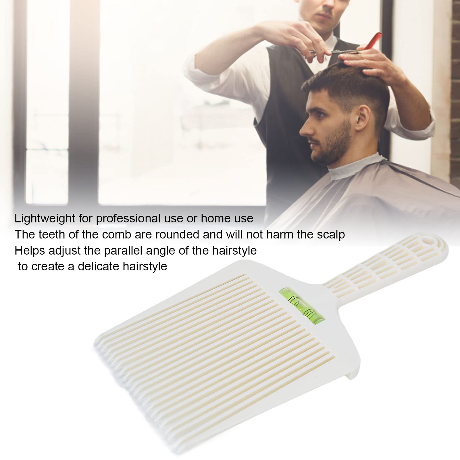 Barber Flat Top Comb - Professional Liquid Oil Hair Cutting Tool with Accurate Water Leveling, Large Teeth, White - Image 4