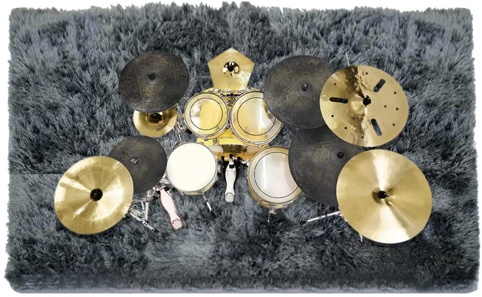 Aucuda Fluffy Drum Set Rugs, 5x7ft Extra Thick Drum Mat for Electric