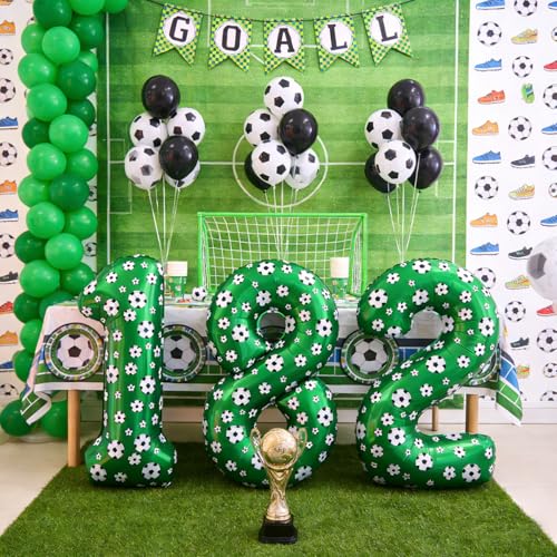 Image of 40 Inch Soccer Number 9 Balloons Large Foil Balloon Number 9 Birthday Deco | World Cup Sports Soccer Theme Decoration For Soccer Party And Boy'S 9 th Birthday