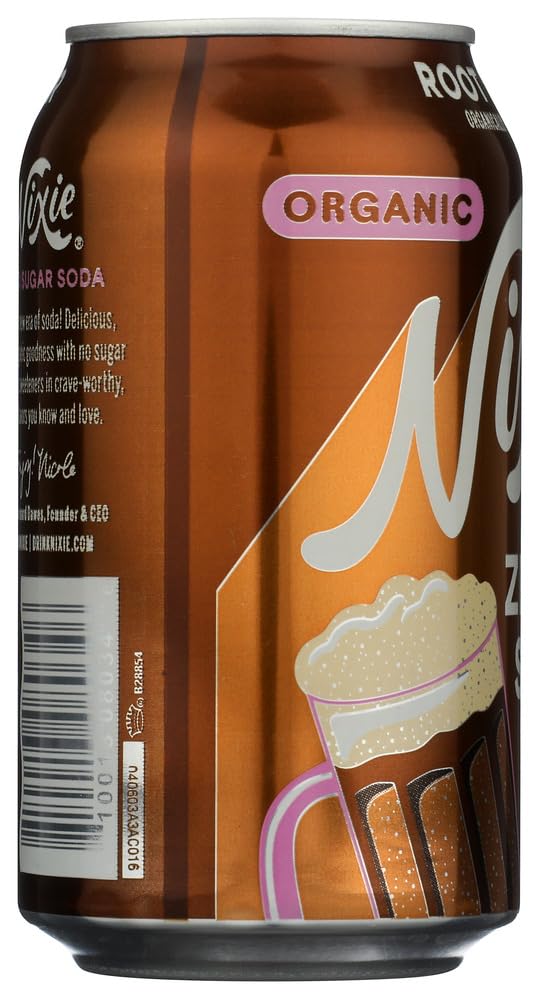 Nixie Organic Zero Sugar Soda, Root Beer, Healthy Soda Pop, Non