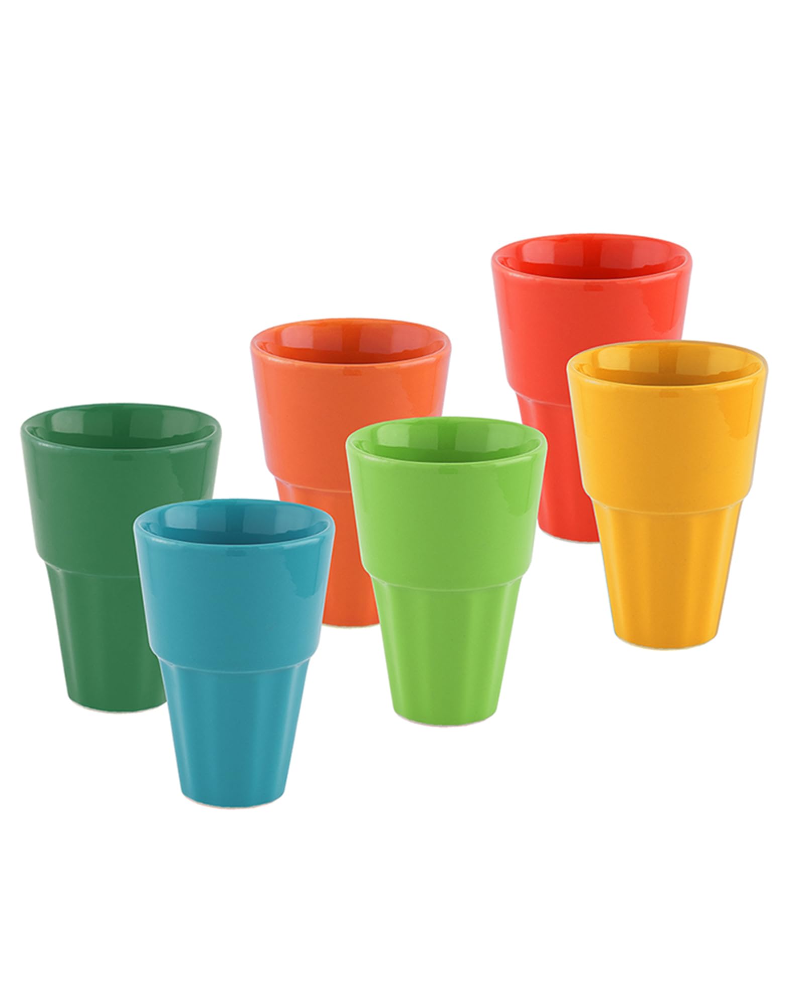 Homesake Ceramic Antique Chai Tea Glasses Multicolour Vintage Stoneware | Multipurpose Ceramic Kitchen Items - Pack of 6 Glasses - 3 * 2 Inch - Image 4 thumbnail