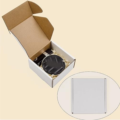 Miniatura 110 de Cajas de envío de 6 x 6 x 2 pulgadas, paquete de 25 cajas de cartón corrugado marrón para pequeñas empresas, embalaje y correo Marrón,Blanco