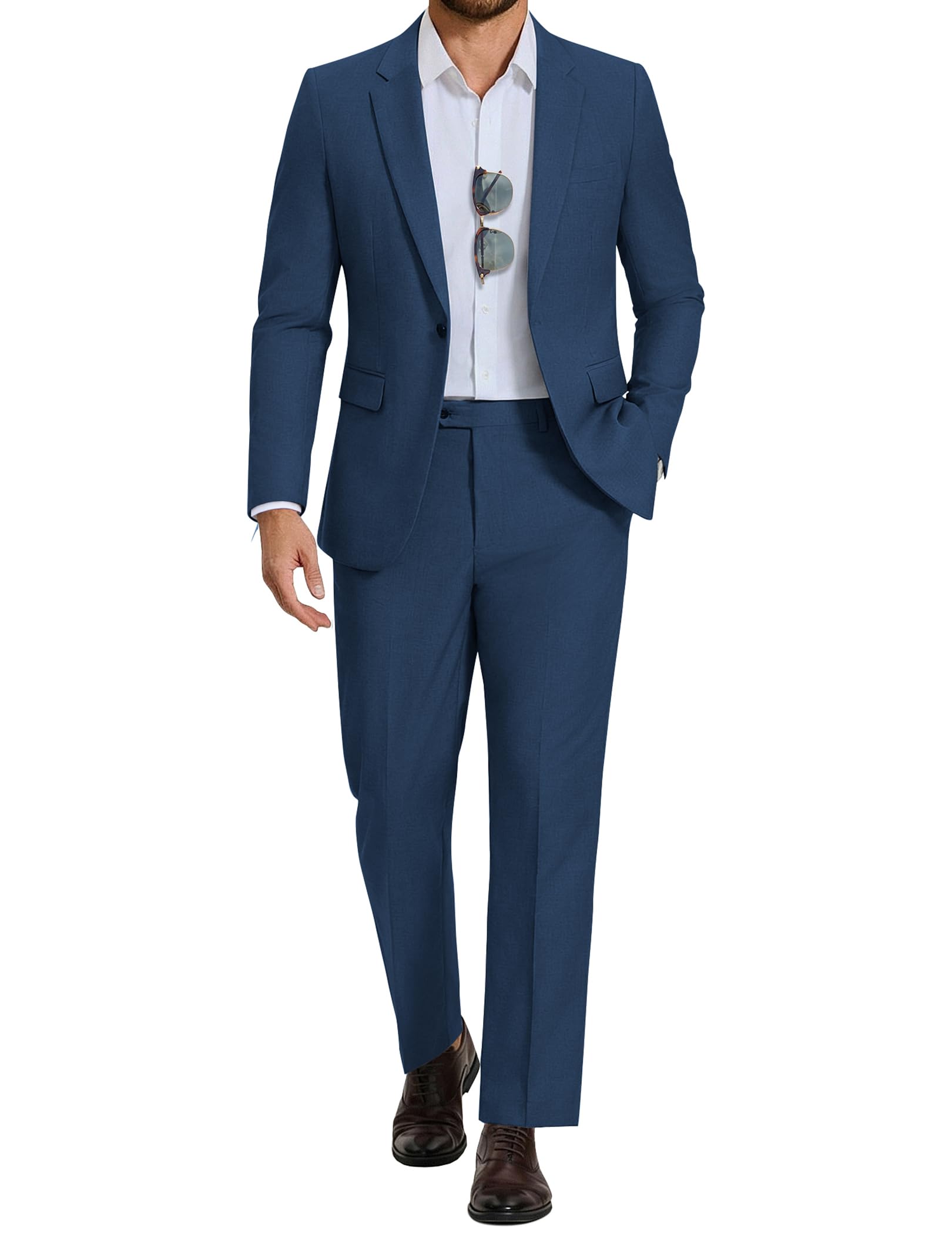 COOFANDY Men's Suits Regular Fit 2 Piece Suit Set One Button Solid Blazer and Pants for Wedding Prom Casual Business