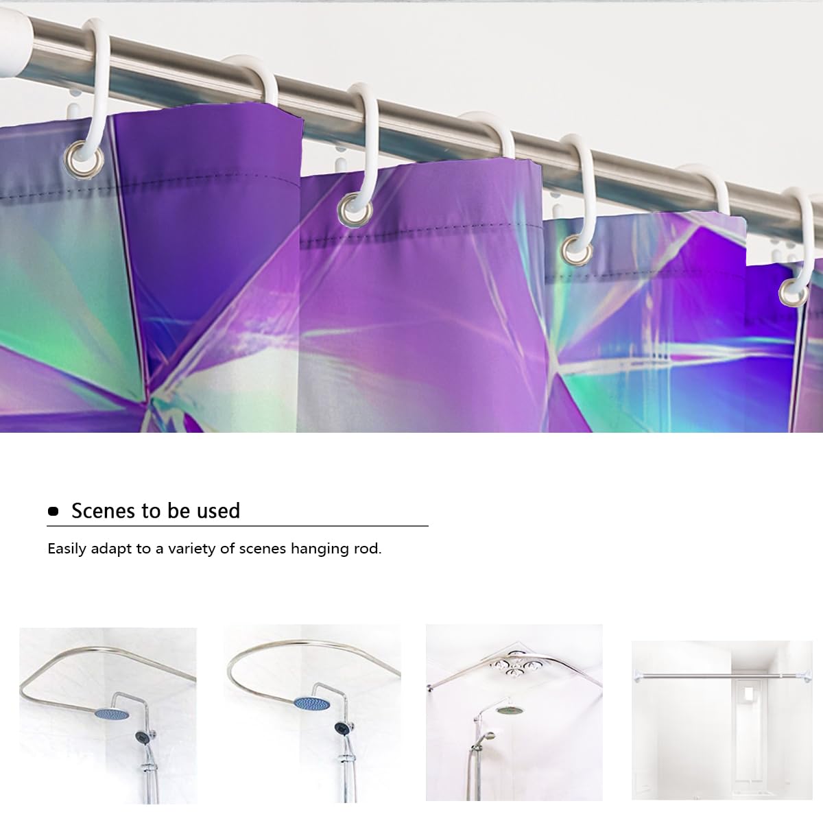 Tendine da bagno in poliestere in forma impermeabile di diamante a texture elegante e da sogno con ganci in tessuto extra lungo 180 x 200 cm
