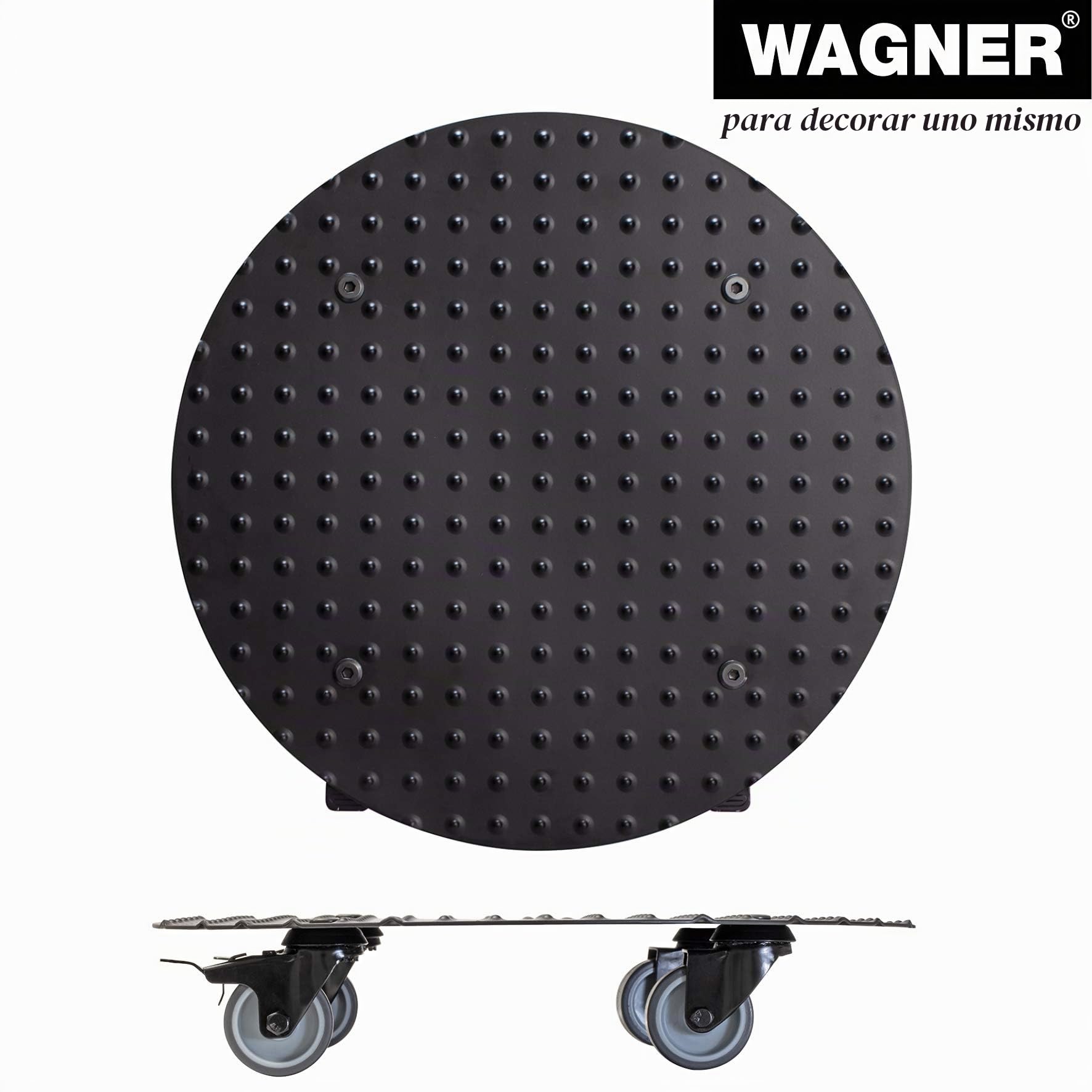 Wagner Soporte con Ruedas para Plantas Alaska Black Ø 38 x 7,5 cm I Carro para Uso Exterior + Interior I Base de Aluminio, Negro I 2 Frenos I Carga MAX. 150 kg I Fabricado en Alemania - 20700601