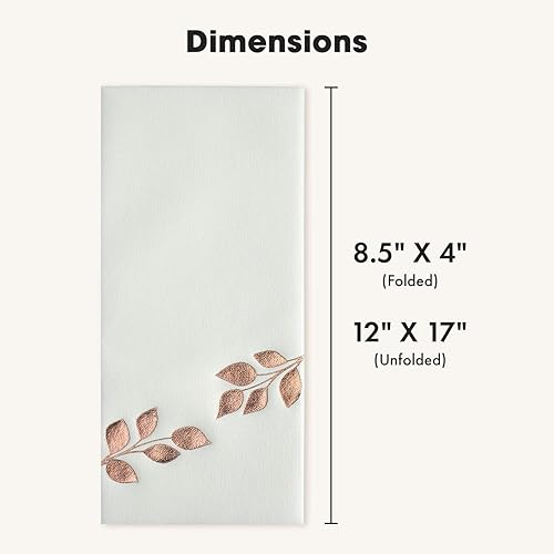 Miniatura 6 de By Madee Paquete de 50 servilletas desechables de color oro rosa, elegantes servilletas de fiesta con estampado de papel metálico  Servilletas