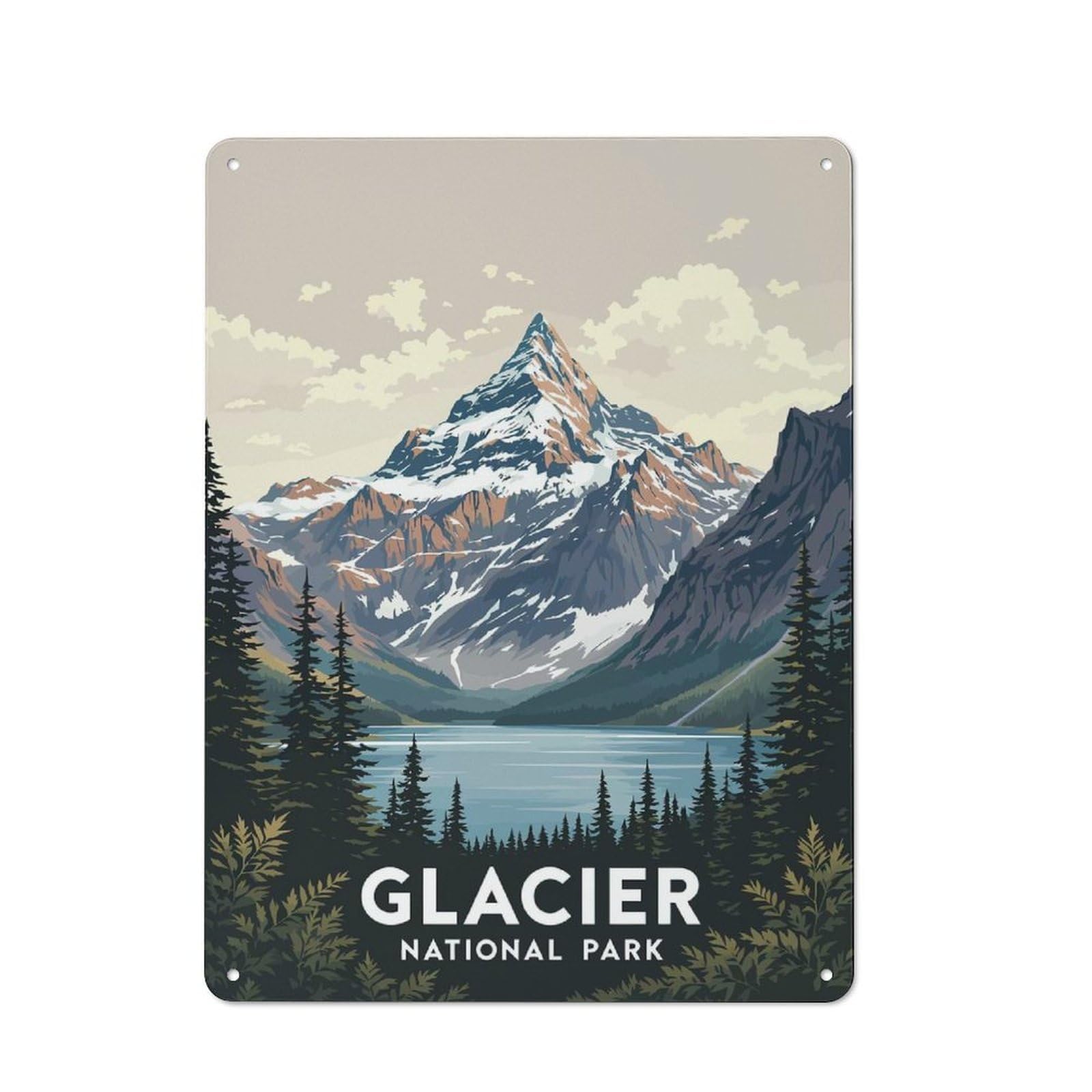 Junmoney Style-3 For Hobby Room Or Studio, Glacier National Park Poster Retro Tin Sign 40X30cm, Gift For Creative Interior Collectors During The Christmas Season