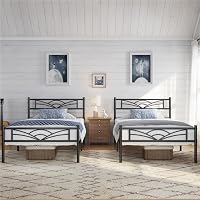 Yaheetech Set di 2 Struttura Letto Singolo in Ferro 90 x 200 cm