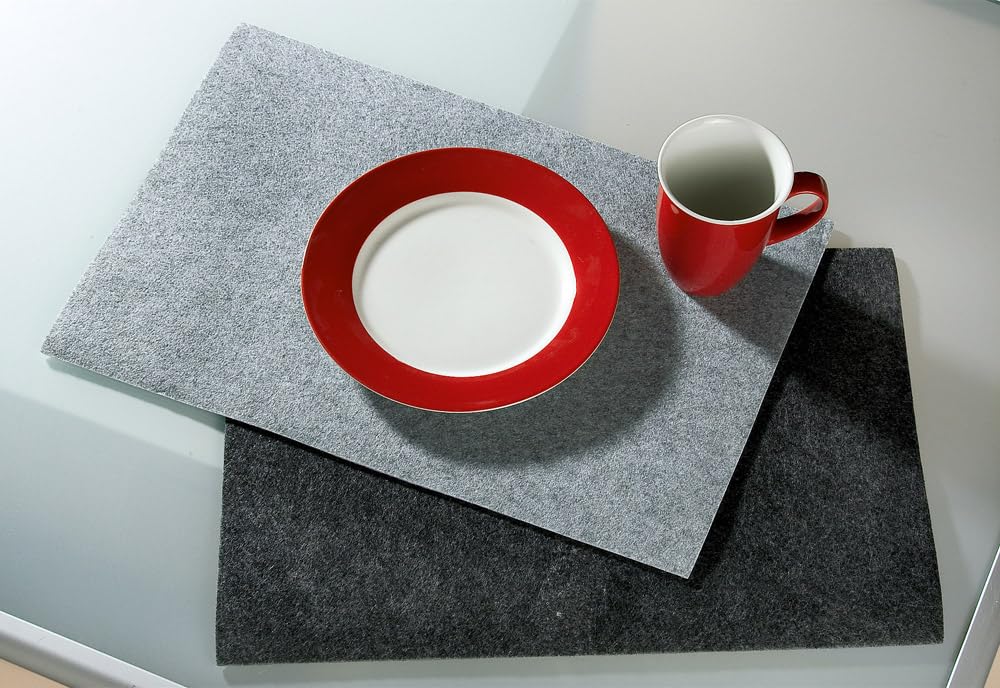 Pack of 16 Placemat, Rectangular, Felt, Light Gray, PU 16, L. 30cm, W. 45cm