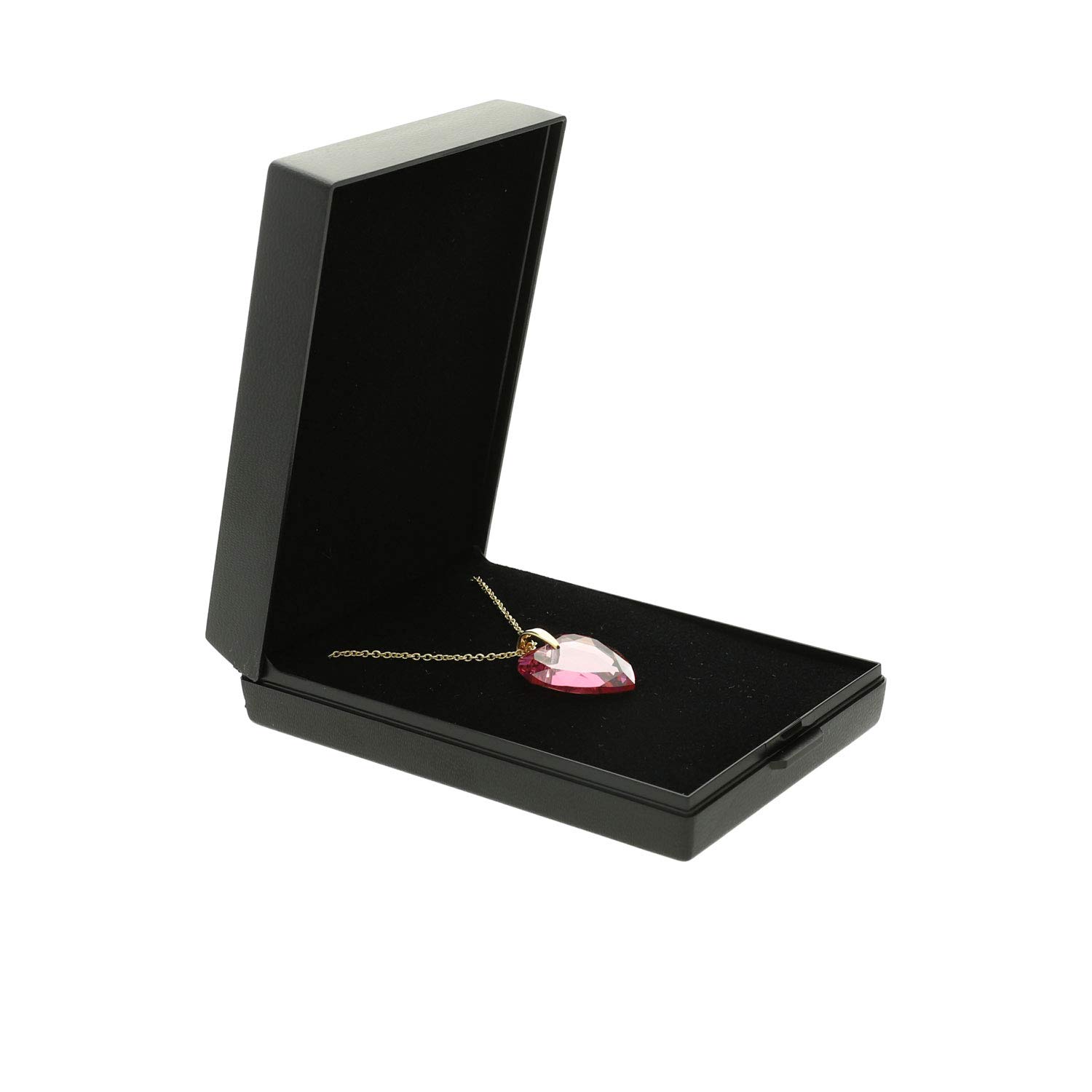 Collana da donna in argento 925 placcato oro con Swarovski Elements, ciondolo a forma di cuore Rosé AB e lettera A - Z