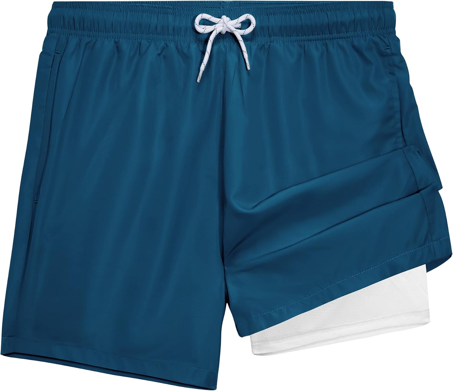 Mens Swim Trunks 5 Inch with Compression Liner Bathing Suit Quick Dry Beach Swim Shorts Lightweight Pockets