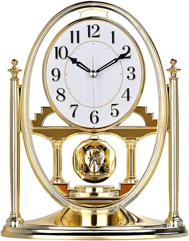 FMURY Home Living Room Fashion Clock, Bedroom Creative Mute Decoration Table Clock Ornament Decoration(White-Fruit peach5)