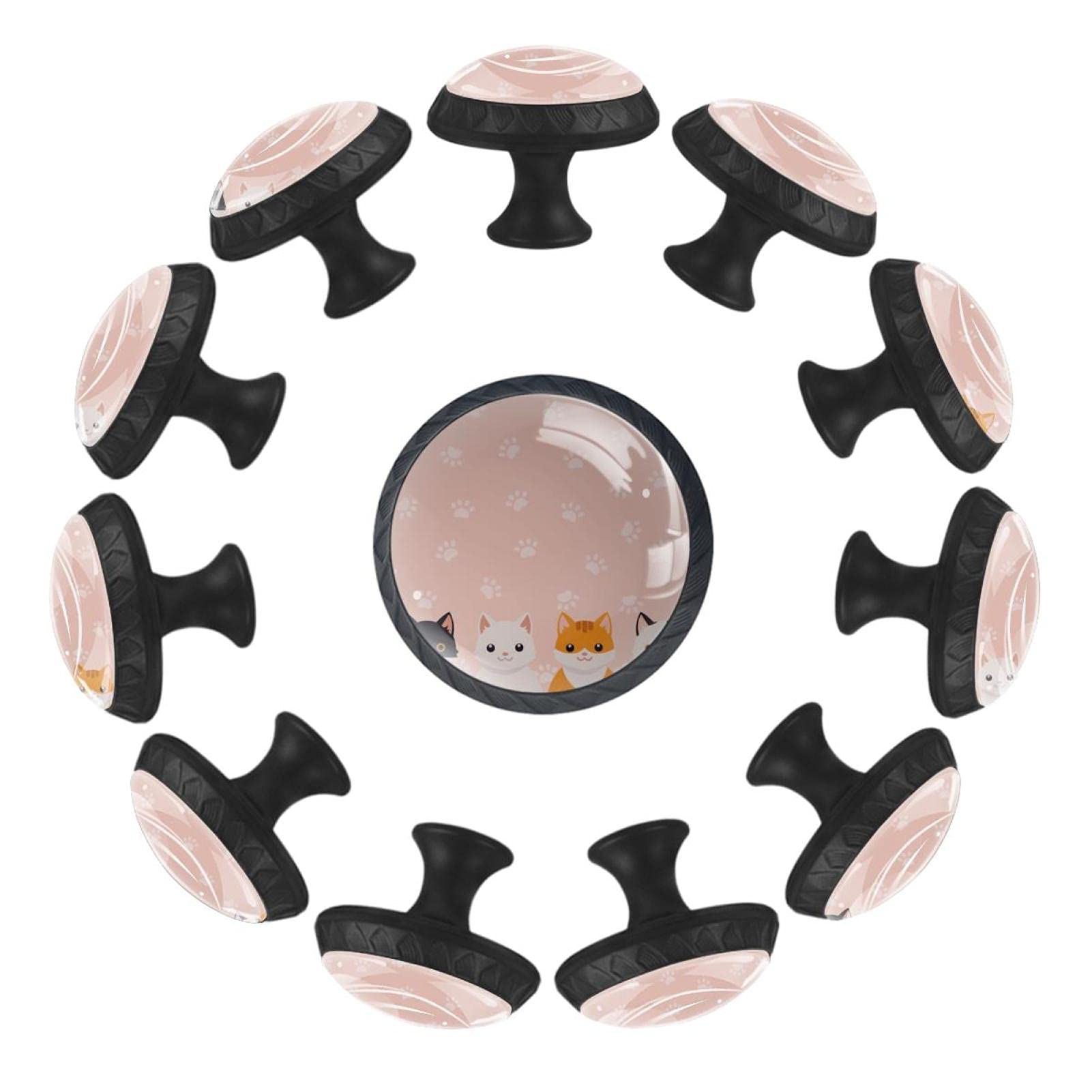 Boutons de tiroir chat lot de 12 poignées rondes 35mm pour commode enfant