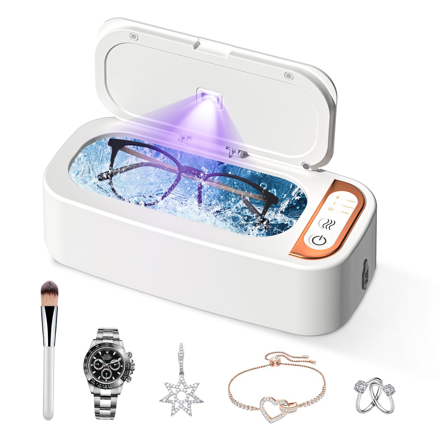 IFTHFOUR uv ultrasonic cleaner, professional 48khz chargable ultrasonic cleaner with digital timer, ultrasonic jewelry machine for eyeglasses, watch, ring, dentures, ret