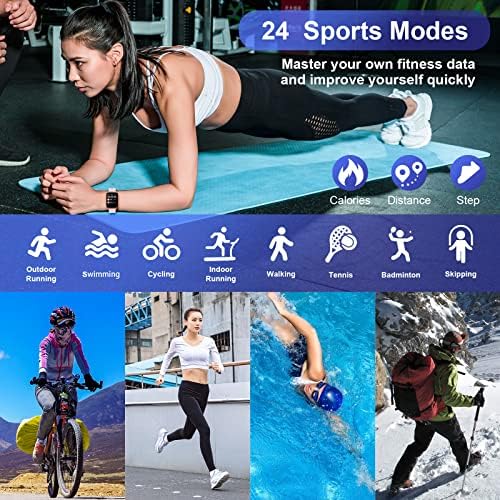 Smart Watch for Women, 1.69"Touch Fitness Watch with Heart Rate Sleep Monitor, Fitness Tracker 24 Sports Modes Step Counter Watch IP68 Waterproof Activity Trackers Smartwatch for Android iOS, Pink
