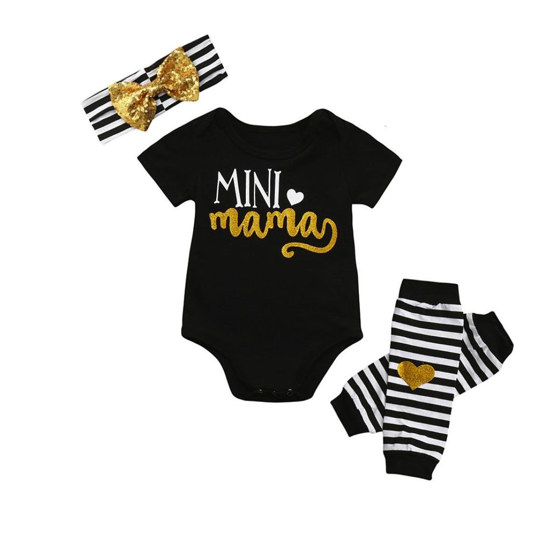 FEITONG 4Pcs Newborn Baby Girls Romper+Leg Warmer+Headband Clothes Outfit Set