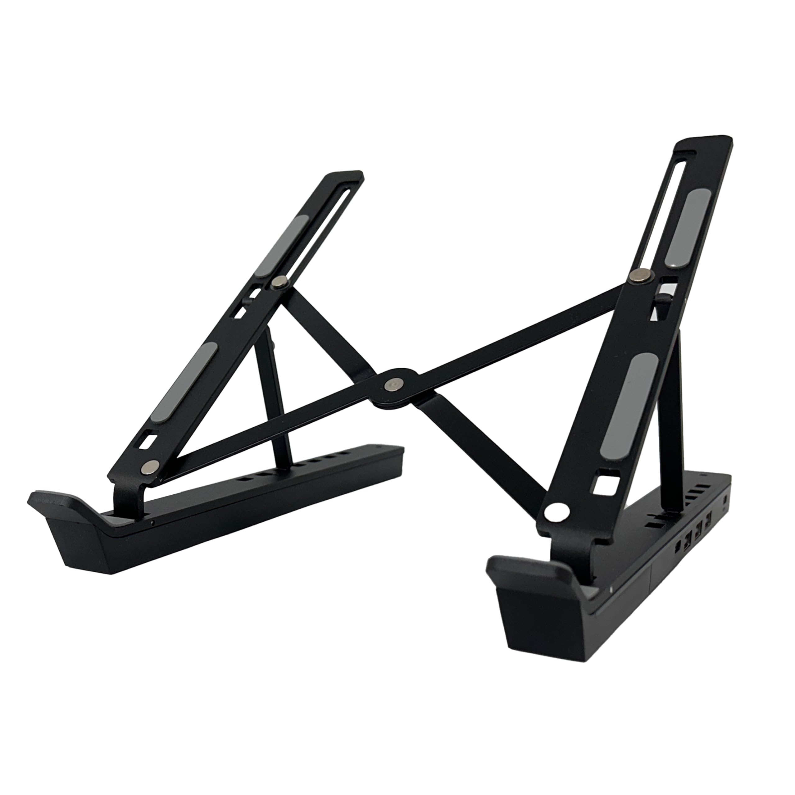 GEONIX 6 Angles Height Adjustable Foldable Laptop/Notebook Aluminium Alloy Stand with 2 Type C Interface and 3 USB A Interface (Black)-image-48
