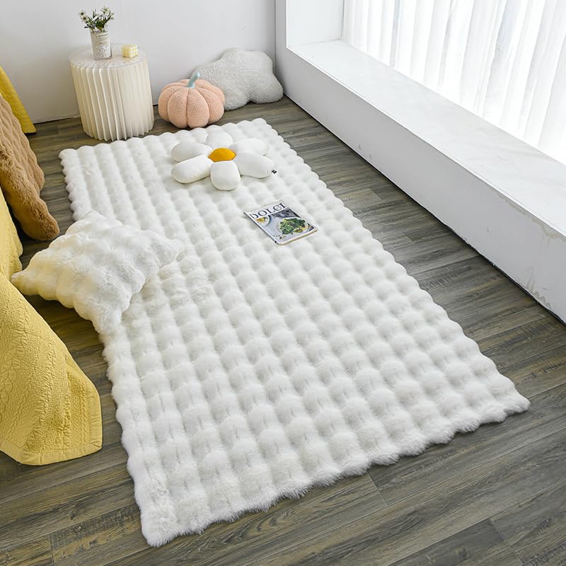Tapis peluche blanc 60x100 cm pour décoration de chambre douce D118