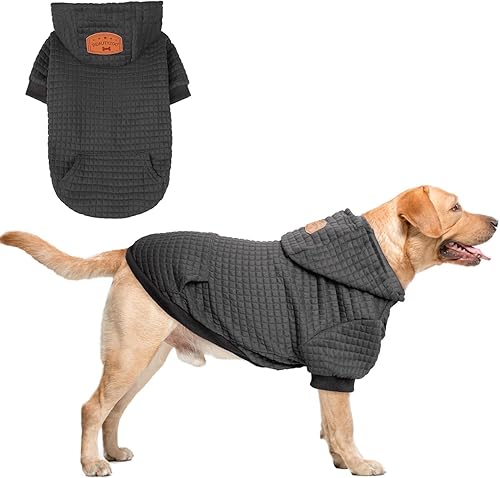 Vista 232 de BEAUTYZOO Suéter con capucha para perros pequeños y medianos con bolsillos, ropa para perros pequeños y medianos, abrigos de algodón laminado