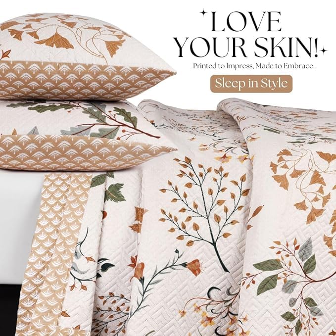 Image of BSB HOME Solid 100% Cotton King Size Bedspread Set (90x100 Inches / 228x254 cm) | 280 TC Ultrasonic Quilted Coverlet | Soft, Lightweight, Stitch-Free Design | Includes 2 Pillow Covers (Harvest Cream)