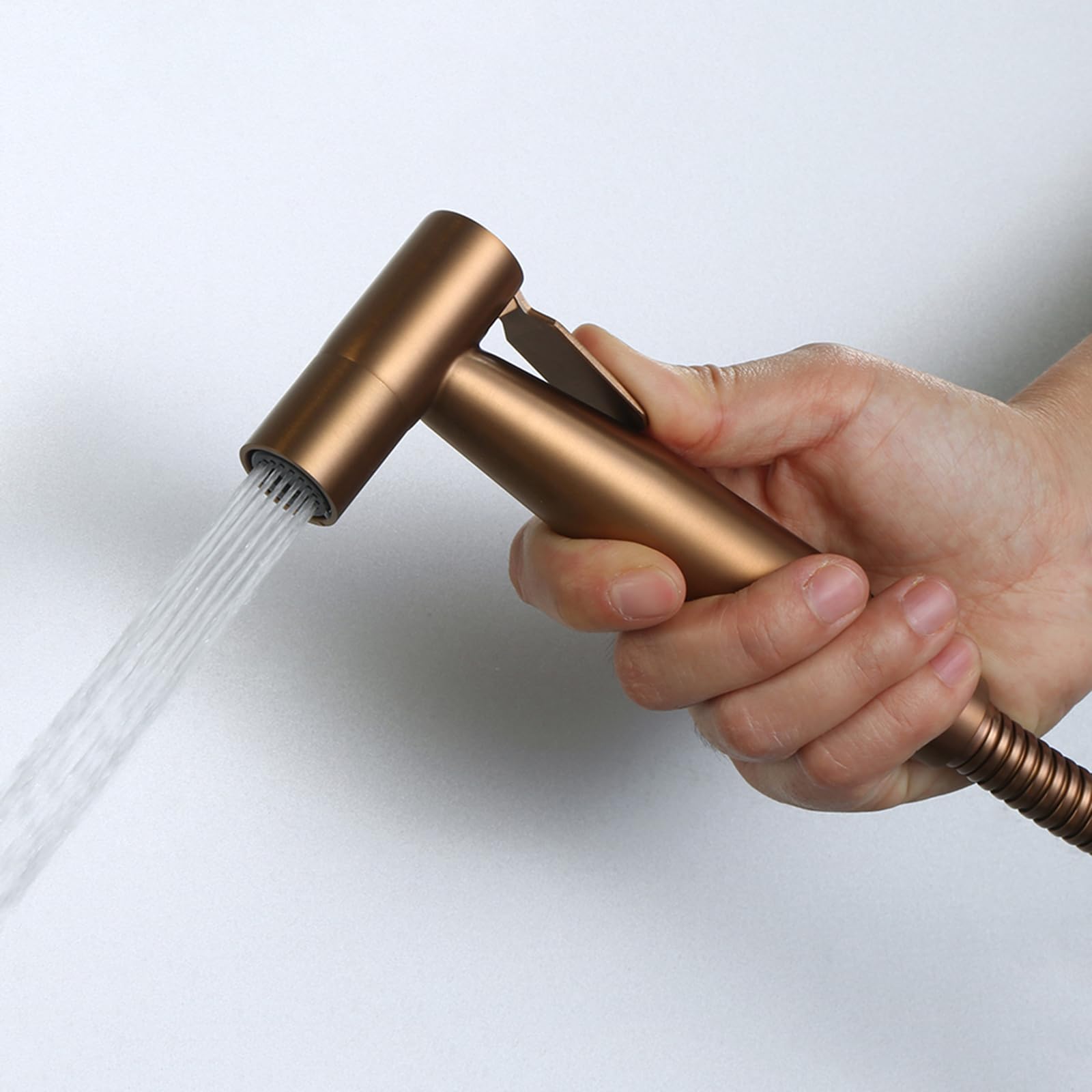 Pulverizador de Bidé de Mano Kit Bidet de Mano para Wc de Pared con Manguera de Ducha de 1,2 M Oro Rosa Cepillado