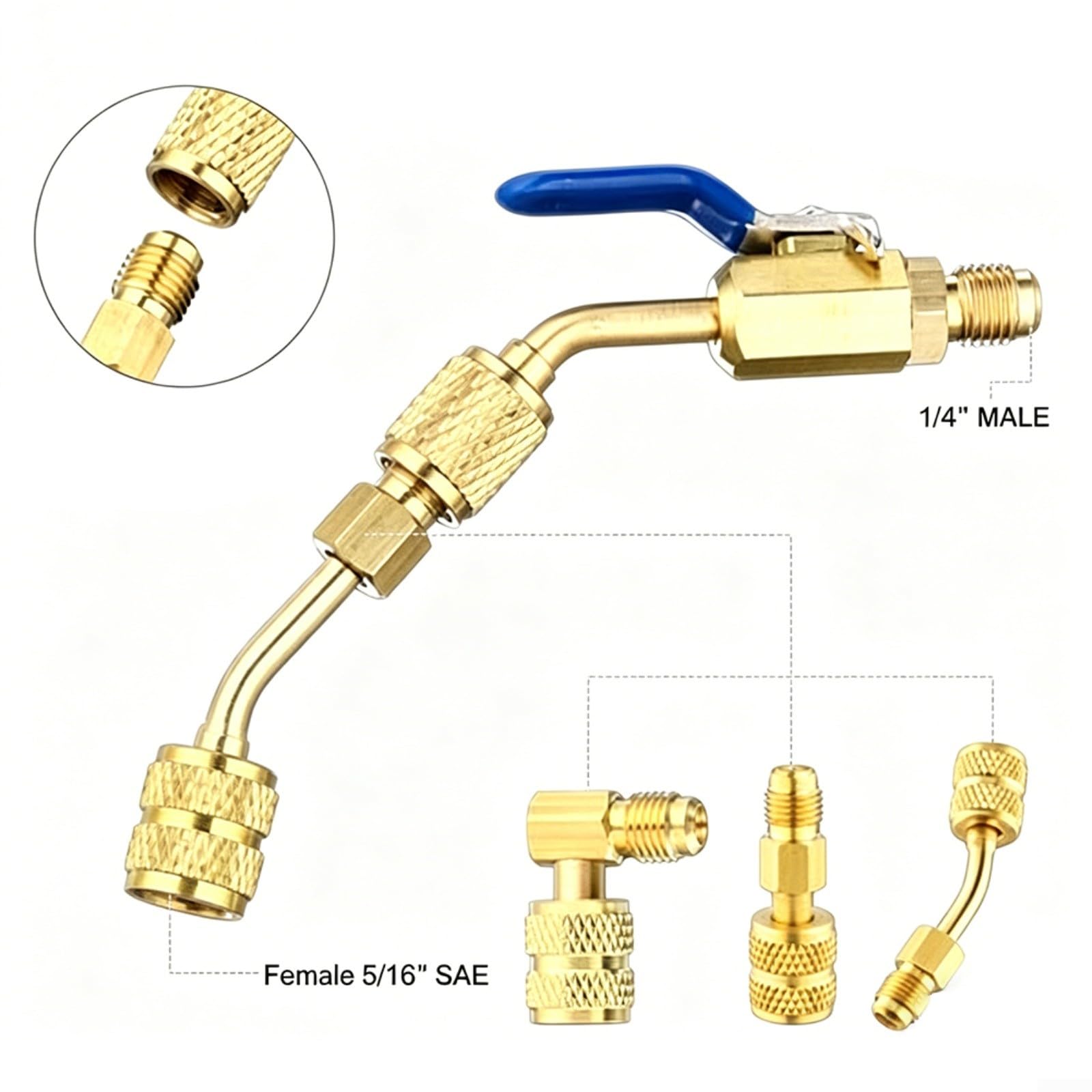 Set di strumenti per la rimozione del nucleo della valvola sottovuoto, per HVAC, chiave di riparazione per valvole a sfera in ottone con R410A, per adattatori mini split, compatibile con sistemi di