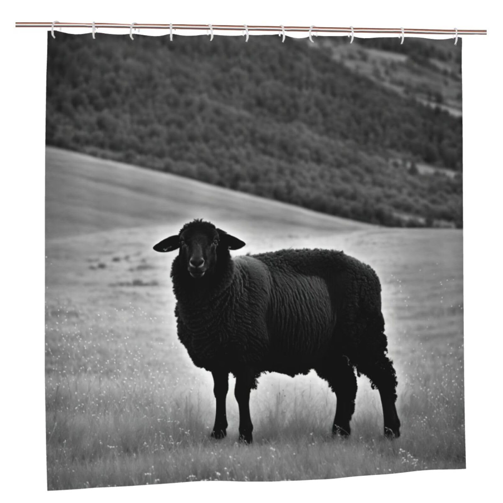 Rideau de douche mouton 183x183 cm en polyester imprimé avec 12 œillets