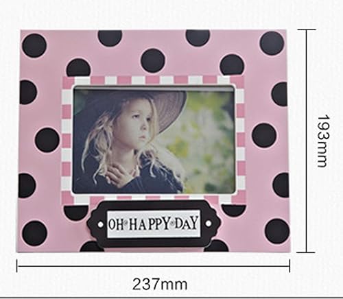 Miniatura 2 de Marco de fotos decorativo de madera para habitación de bebé, 6 pulgadas, marco de fotos para bebésbebé (lunares rosados)