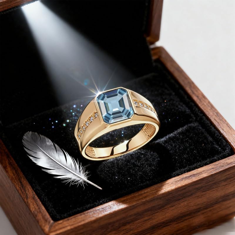 10K 14K 18K Gold Men's 4 Carat Gemstone Engagement Ring Asscher Cut Gemstone Wedding Pinky Ring for Men Size 3-16 - Image 3