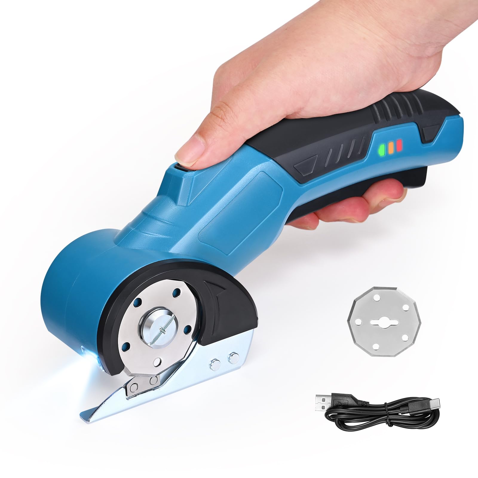 portatile forbici elettriche 320RPM 1500mAh Ricaricabile taglia cartone forbici elettriche per tessuti Spessore massimo di taglio 8 mm Taglio per Pelle, Cartone, Moquette