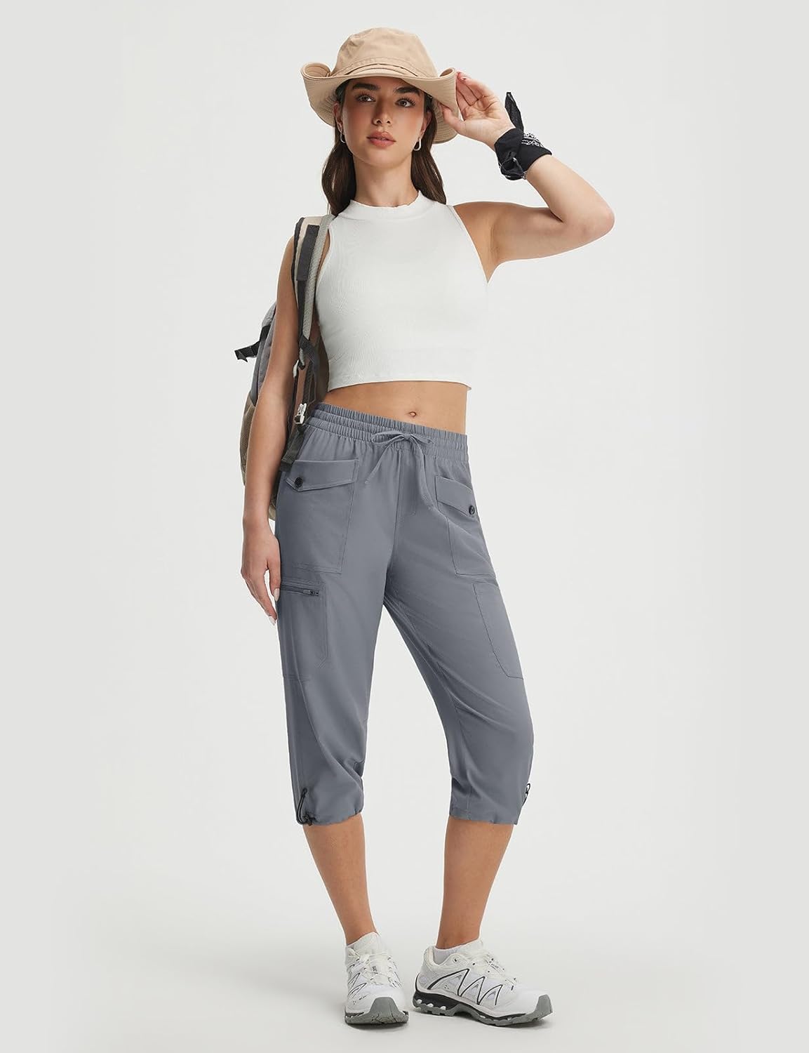 baleaf Women's 19'' Capri Pants with 7 Pockets Lightweight Quick Dry Water Resistant Hiking Travel Summer Pants for Outdoor - Image 7