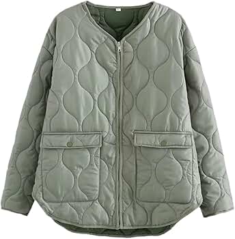 Zadaos Women's Rhinestones Loose Quilted Jacket Cotton Coat
