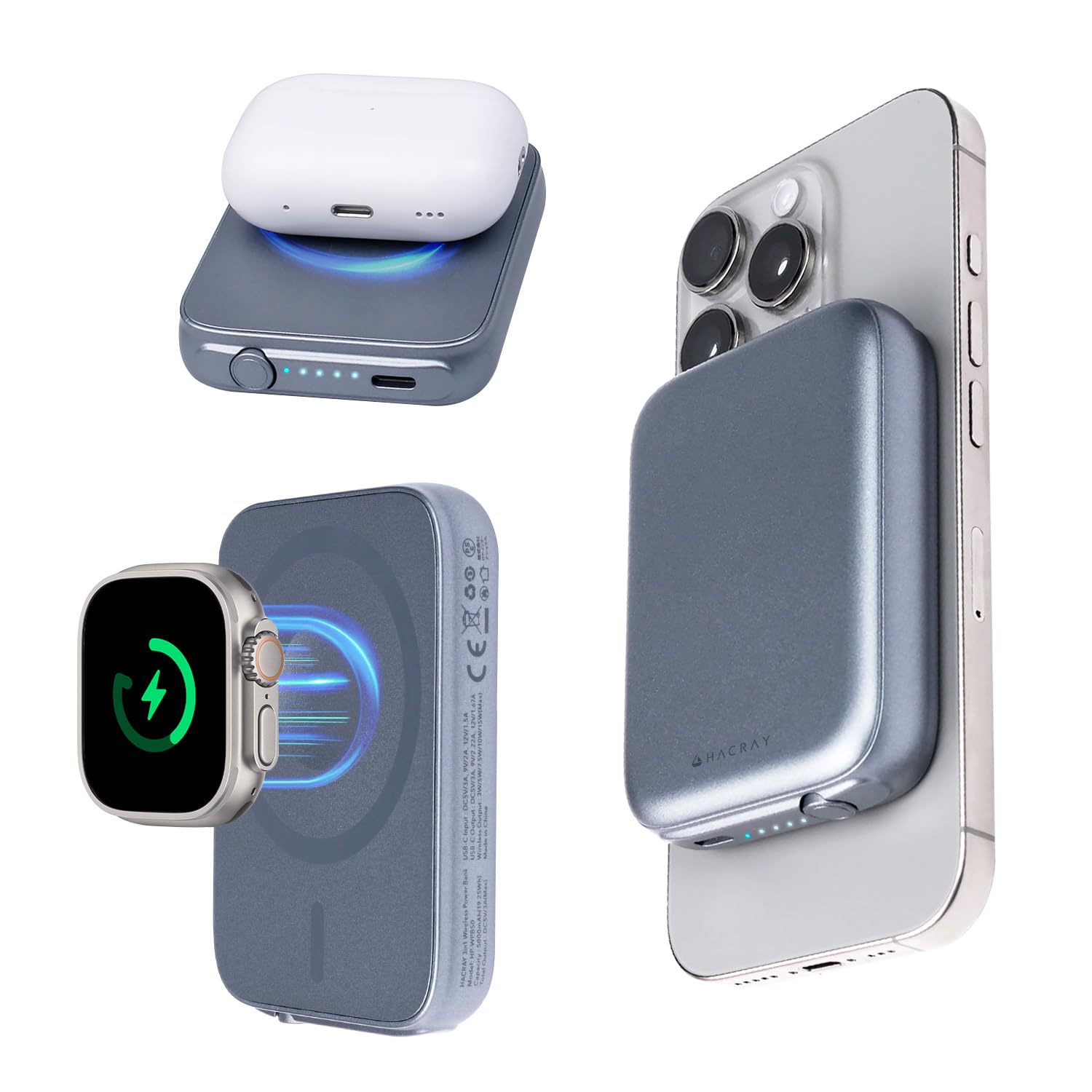 Amazon | Hacray All in One 15W マグネットワイヤレスバッテリー