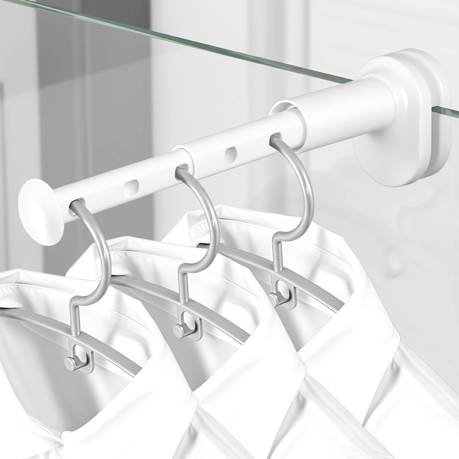 Qwork White Qwork® Portable Clothes Drying Rack With 5 Holes, Lightweight & Windproof