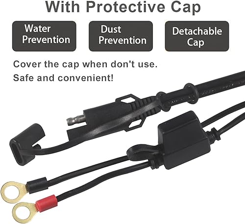 Miniatura 7 de Arnés de terminal Sae a O Ring de 2 pies - Cable de terminal de anillo de ojal Sae 16awg Cable de extensión de cargador de batería de goteo con
