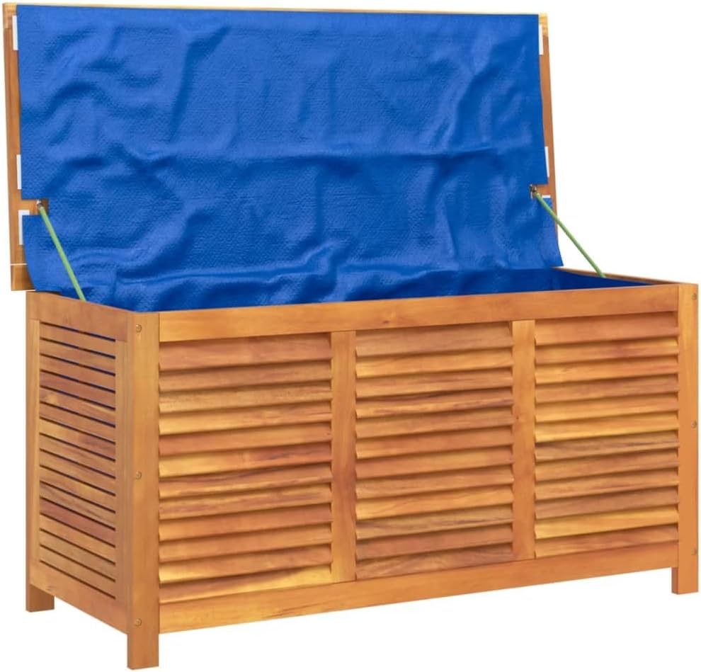 Garden Storage Box with Louver 44.5"x19.7"x22" Solid Wood Acacia, Patio Storage Boxes