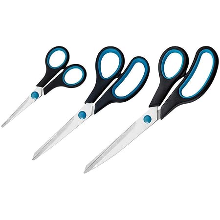 Westcott N-90027 00 Easy Grip Scheren Set, 3 Stück, 13,8cm + 20,1cm + 24,8 cm, schwarz-blau