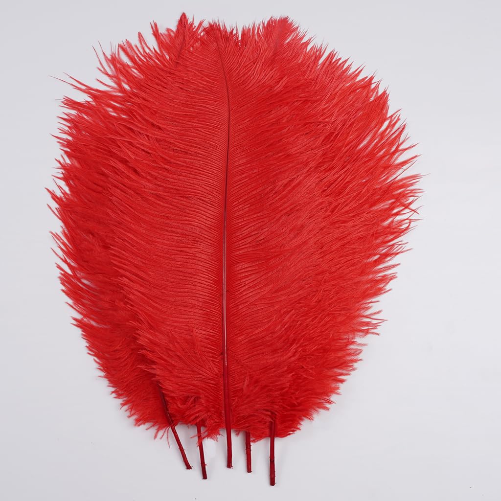 LONDGEN 5pcs Ostrich Feathers 16-18inch(40-45cm) for Wedding Party Centerpieces Halloween Christmas Home Decorations (Red) — image 1
