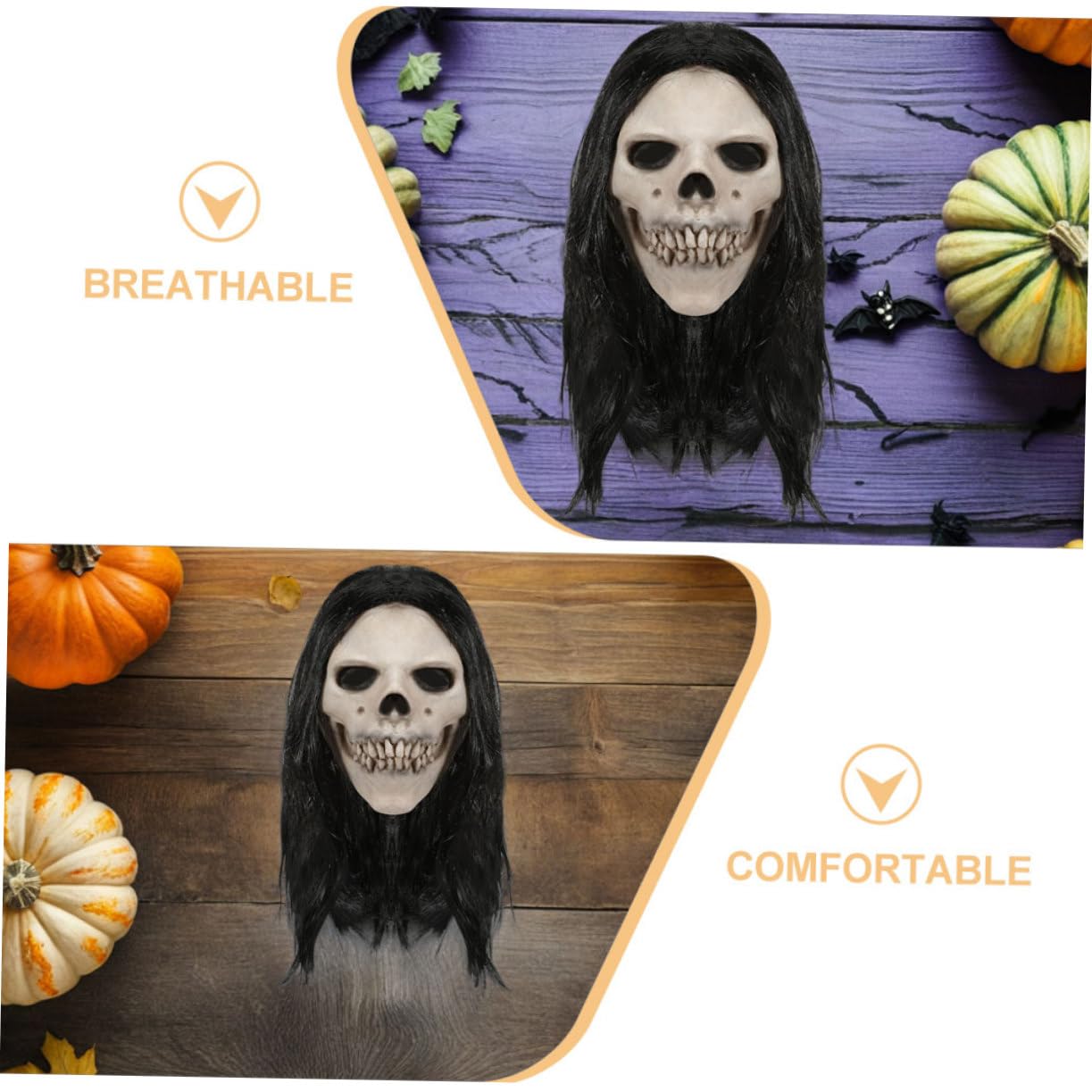 ULTECHNOVO 2 Stück Realistische Latex Schädelmaske für Erwachsene Atmungsaktives Flexibles Halloween Kopfstück für Escape Rooms Cosplay Themenpartys und Grusel Events