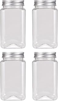 4Pcs Plastic Bottles Food Storage Bottles with Lid Bulk Beverage Containers for Storing Candy Beans Nut Transparent 360ML One Size